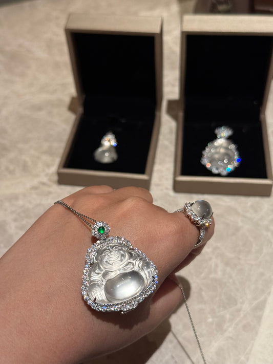Icy Jadeite Buddha Pendant